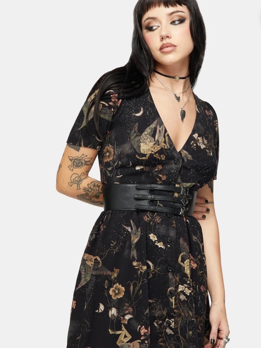 Disturbia Black Floral Mini Dress - Picture 4 of 5